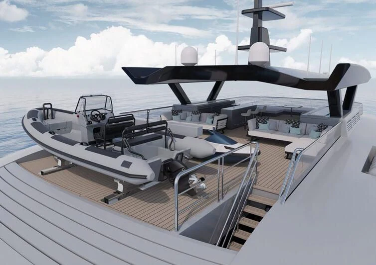 a boat on the water aboard SPACECAT Yacht for Sale