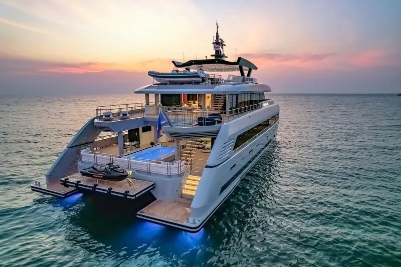a boat in the water aboard SPACECAT Yacht for Sale