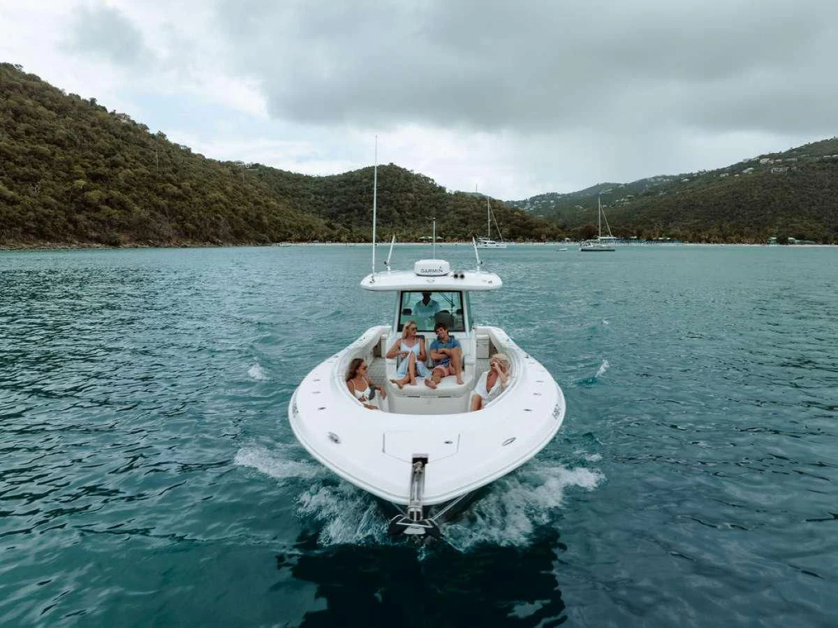 a boat sailing on the water aboard VANTAGE Yacht for Sale