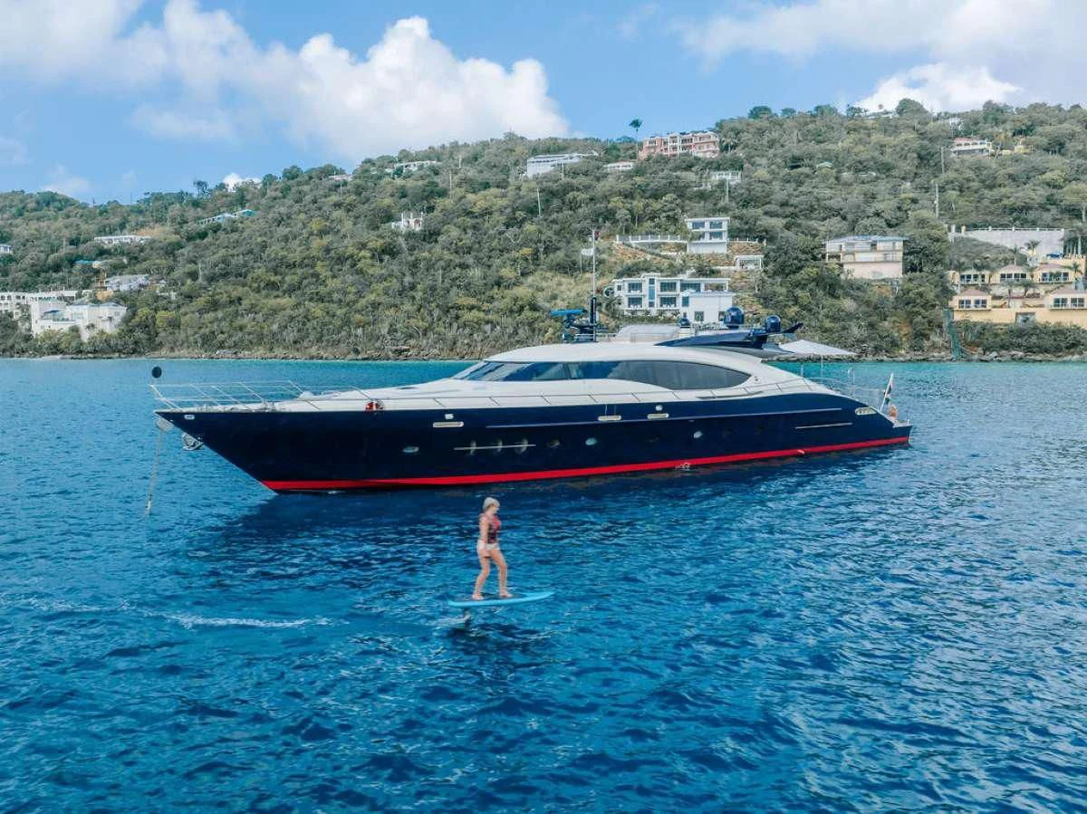 a person standing on a boat aboard VANTAGE Yacht for Sale
