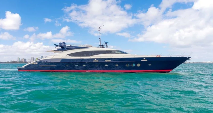 a large ship in the water aboard VANTAGE Yacht for Sale