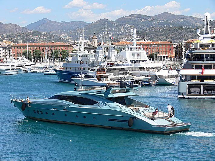 a group of boats in a harbor aboard VANTAGE Yacht for Sale