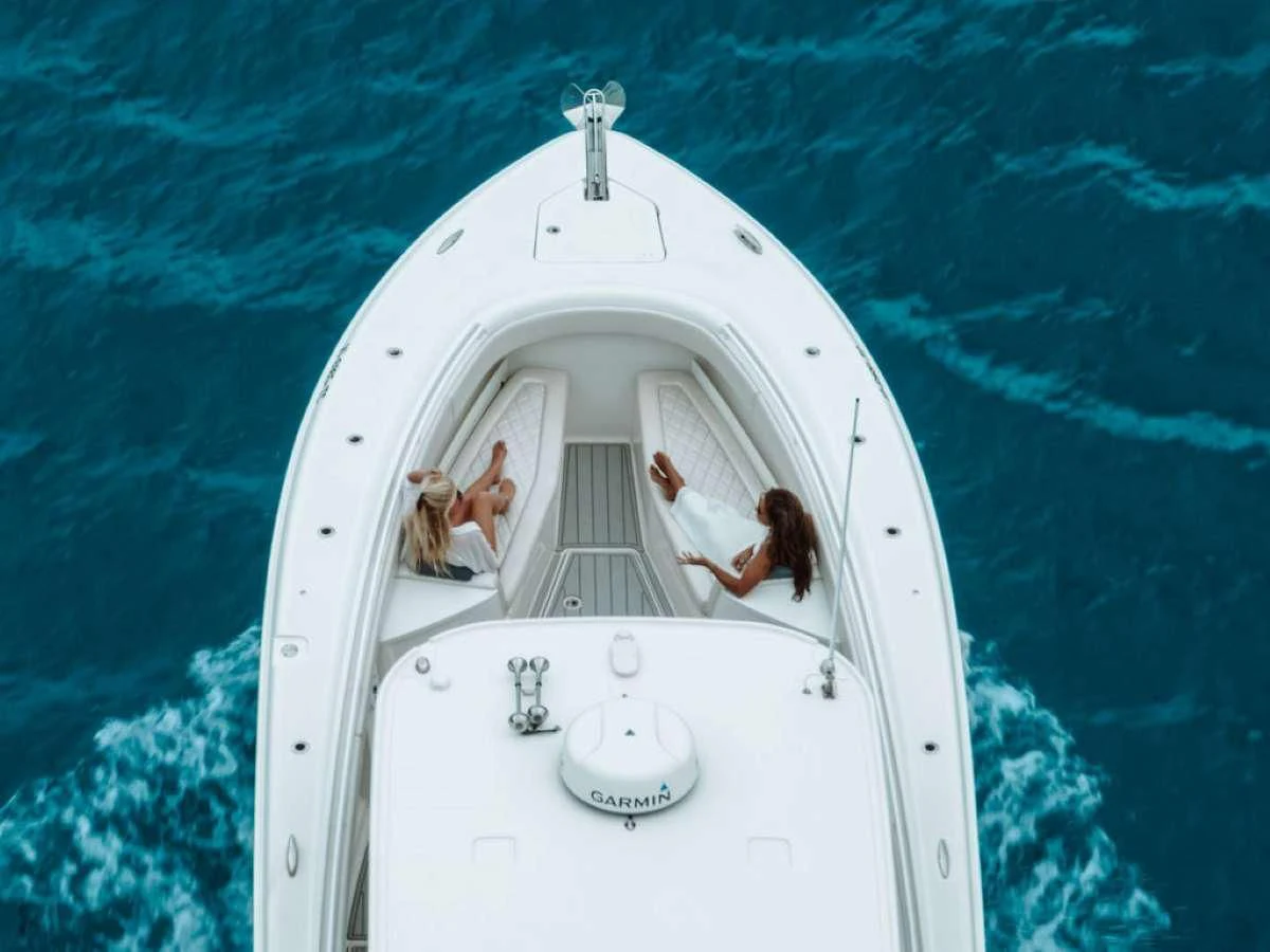 a group of people on a boat aboard VANTAGE Yacht for Sale