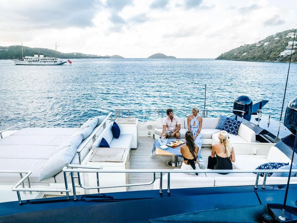 a group of people on a boat aboard VANTAGE Yacht for Sale