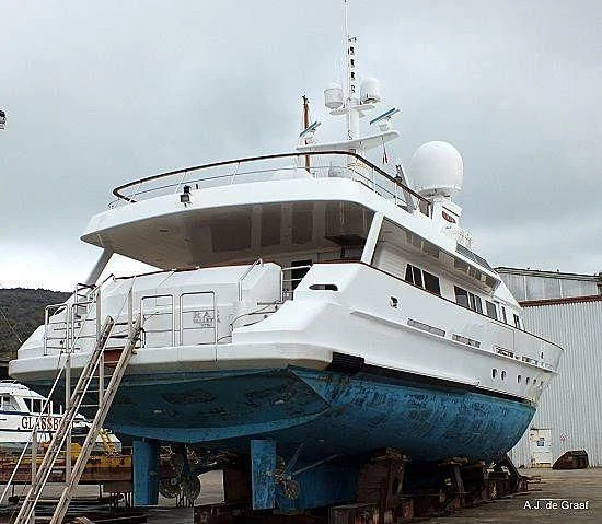 a large white ship aboard RAS Yacht for Sale