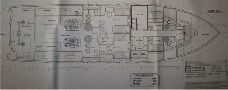 diagram, engineering drawing aboard RAS Yacht for Sale