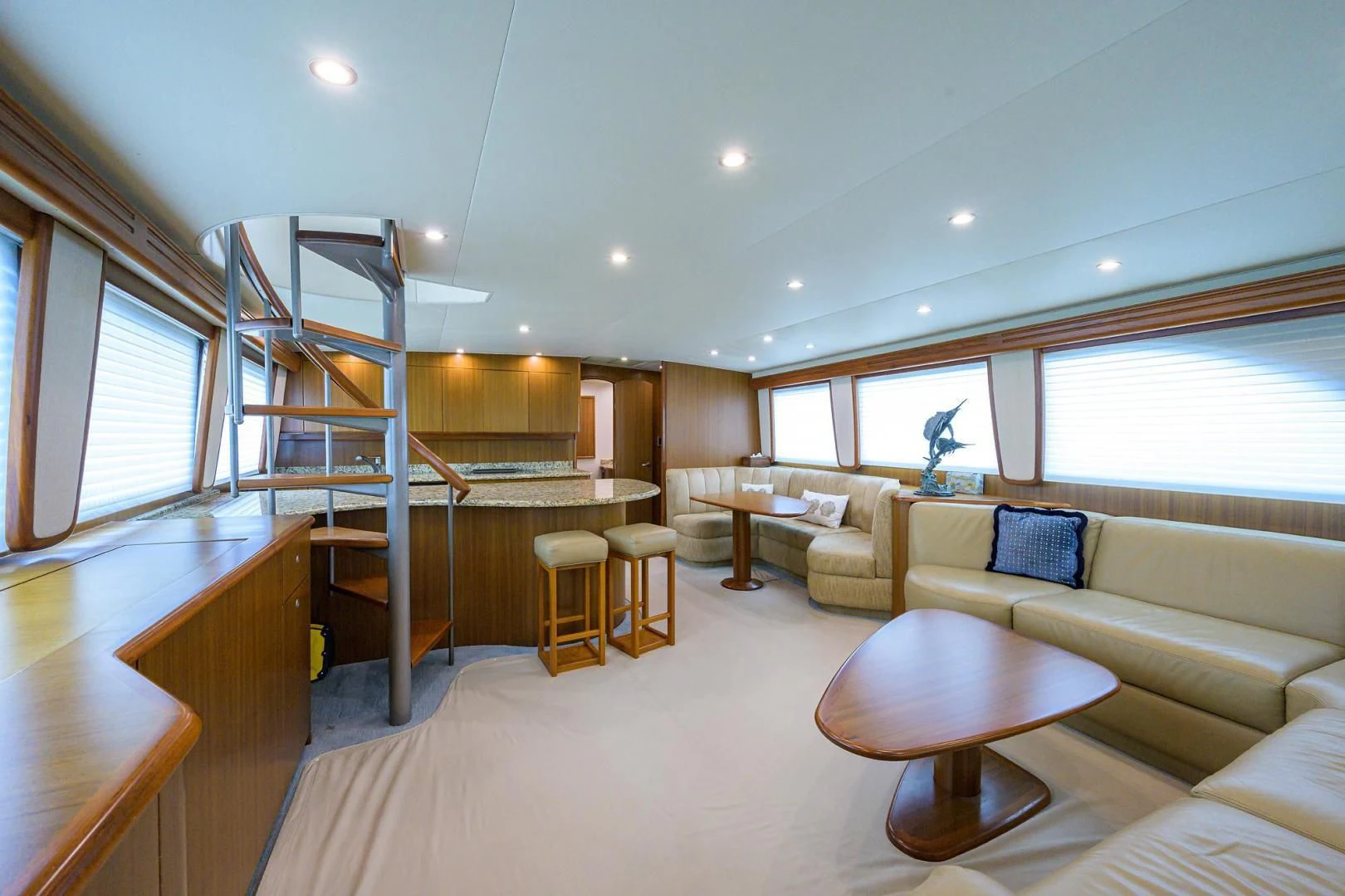 a living room with a bunk bed aboard RITE ANGLER Yacht for Sale