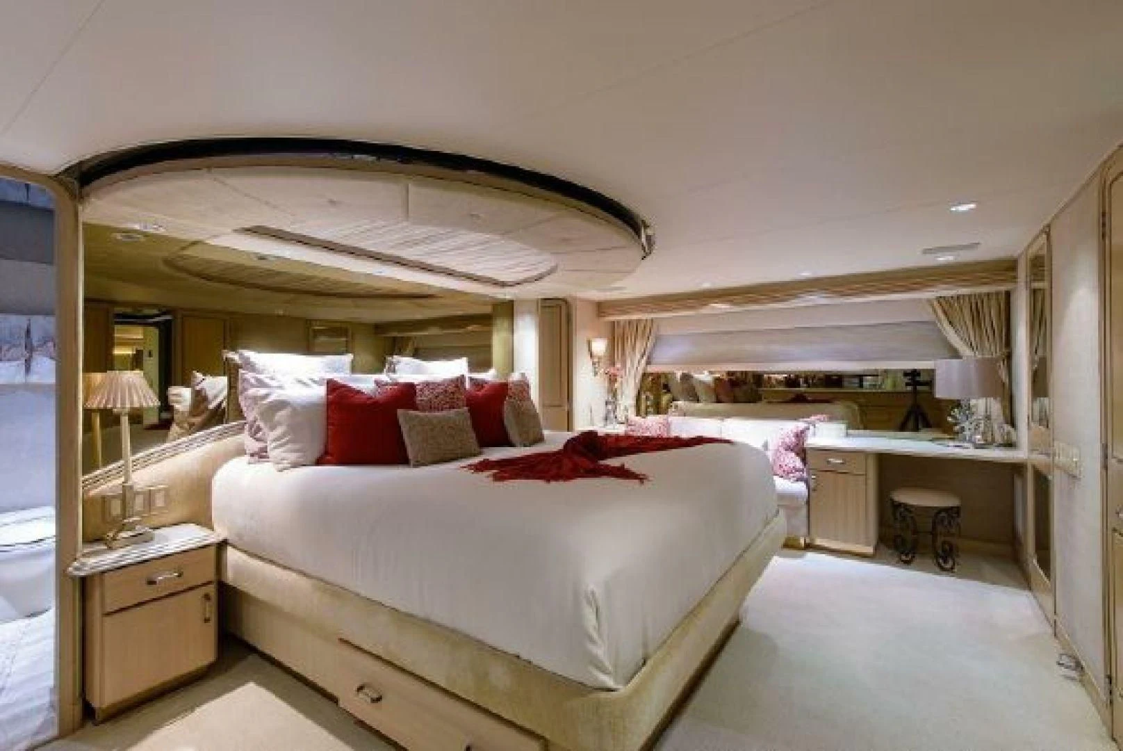 a large bed in a room aboard NO EXCEPTIONS Yacht for Sale