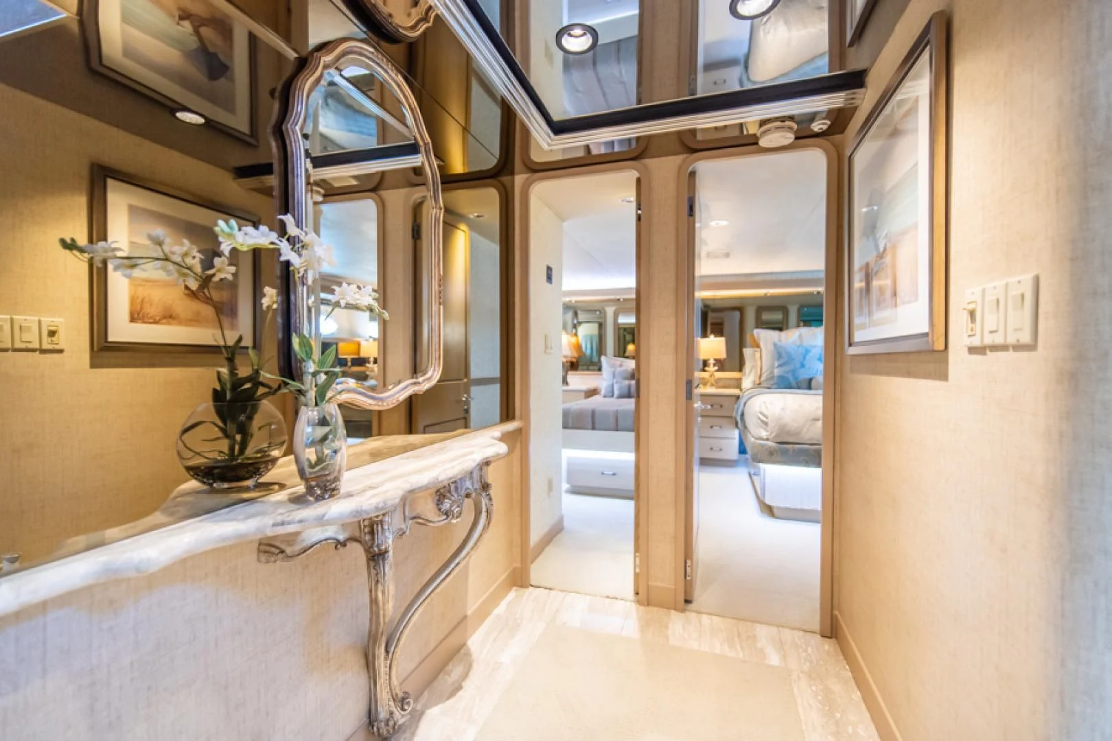 a large mirror in a room aboard NO EXCEPTIONS Yacht for Sale