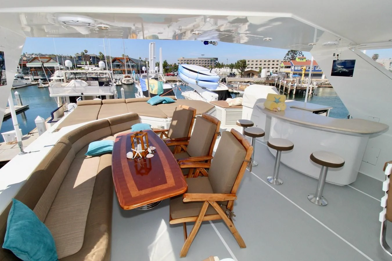 a boat on a deck aboard NO EXCEPTIONS Yacht for Sale