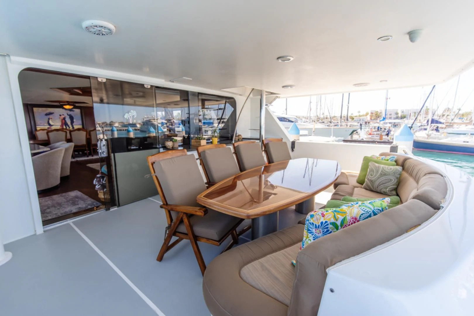 a room with a table and chairs aboard NO EXCEPTIONS Yacht for Sale