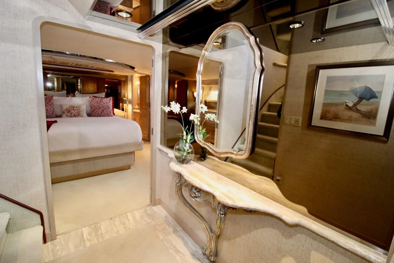 a large mirror in a room aboard NO EXCEPTIONS Yacht for Sale