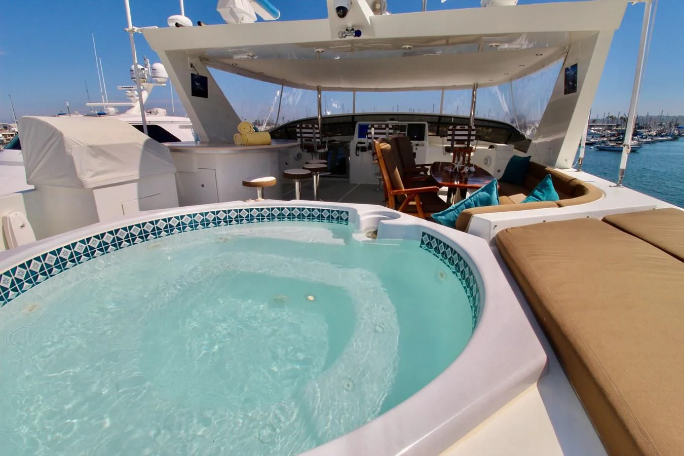 a swimming pool on a boat aboard NO EXCEPTIONS Yacht for Sale