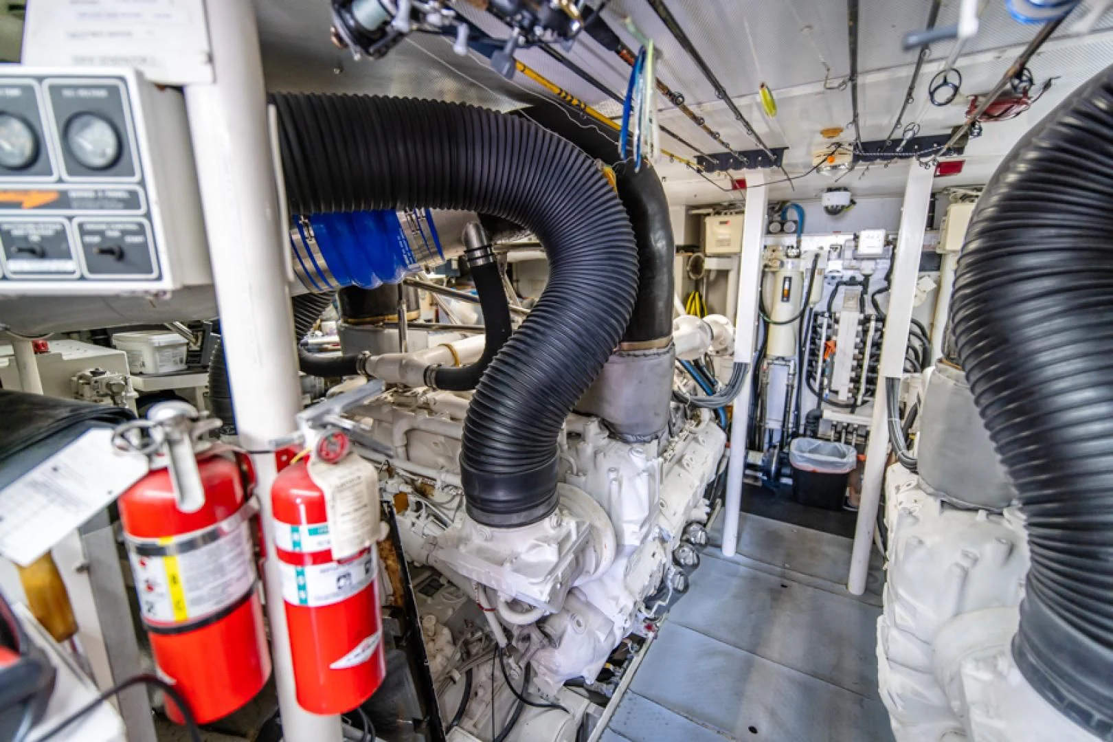 a room with machinery and pipes aboard NO EXCEPTIONS Yacht for Sale