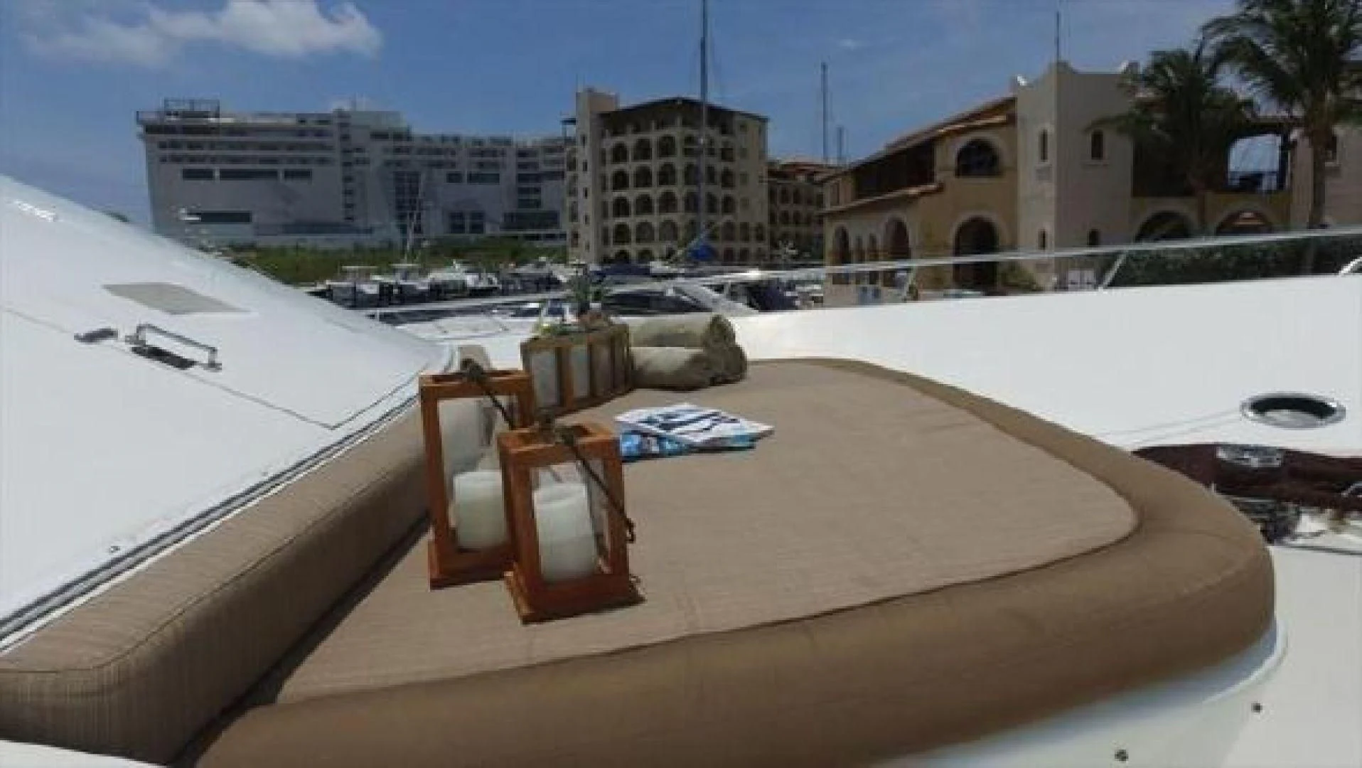 a table on a deck aboard NO EXCEPTIONS Yacht for Sale