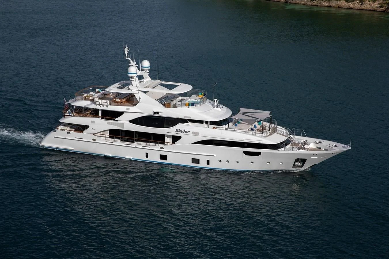 a large white yacht aboard JODI ANN Yacht for Charter
