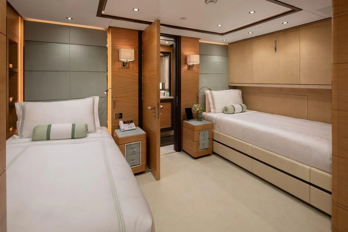 a room with two beds aboard JODI ANN Yacht for Charter