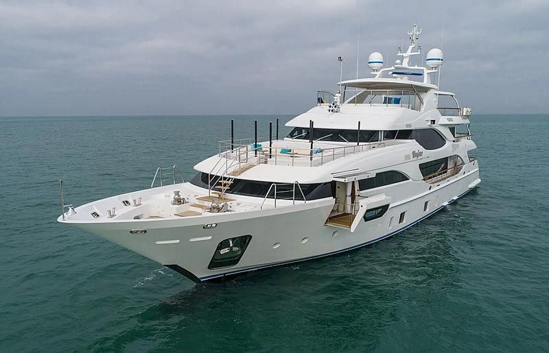 a white yacht in the ocean aboard JODI ANN Yacht for Charter