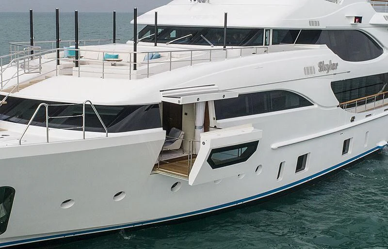 a white yacht on the water aboard JODI ANN Yacht for Charter