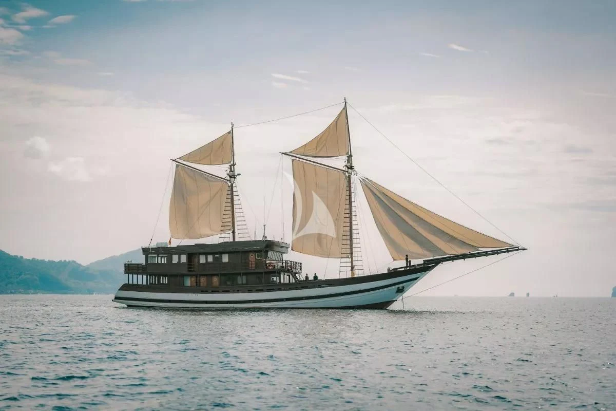 a boat in the water aboard SAMSARA SAMUDRA Yacht for Sale