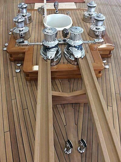 a wooden object with a handle aboard VAGRANT Yacht for Sale