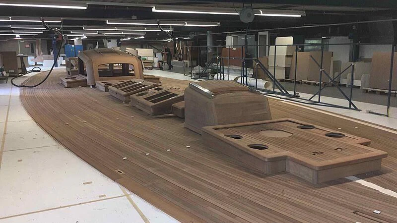 a large room with a large wooden structure and a large machine aboard VAGRANT Yacht for Sale