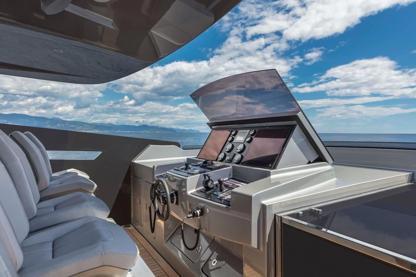 a space ship with a satellite dish aboard TOUCH ME Yacht for Sale