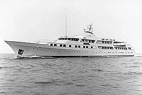 a large ship in the water aboard AL RIYADH Yacht for Sale