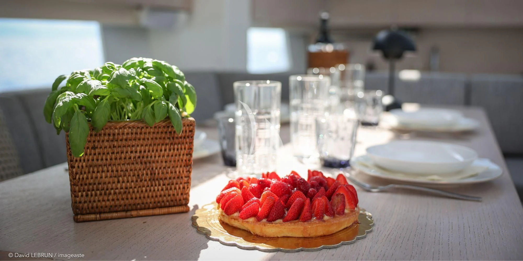 a cake on a table aboard LUCE GUIDA Yacht for Sale