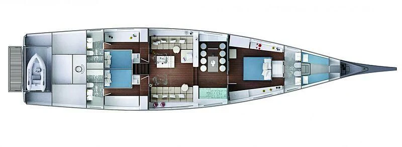 a computer model of a building aboard LUCE GUIDA Yacht for Sale