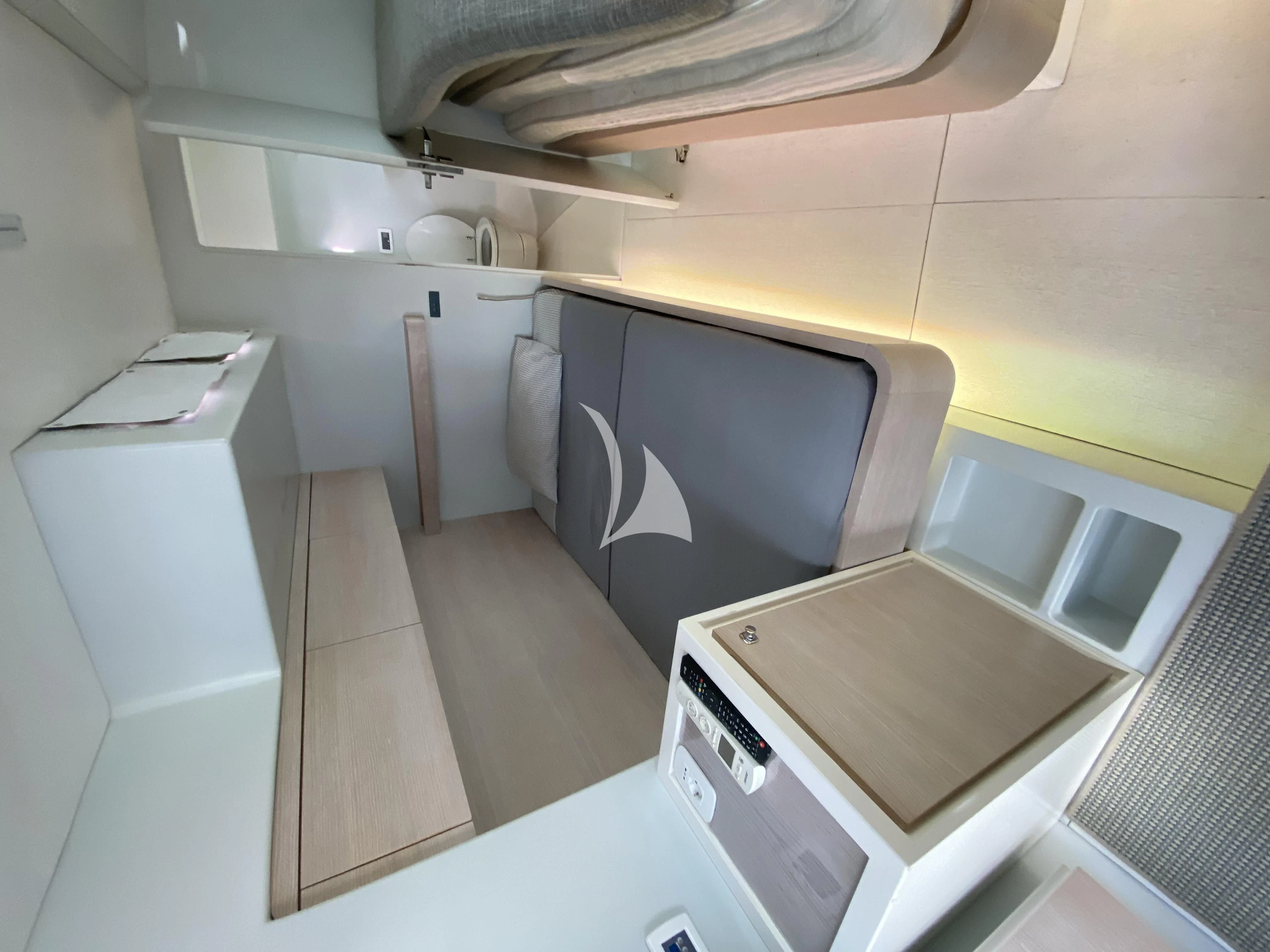 a kitchen with a microwave oven and a microwave aboard LUCE GUIDA Yacht for Sale