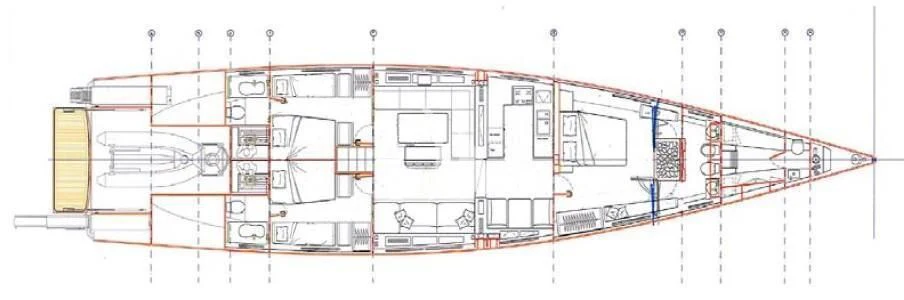 diagram, engineering drawing aboard LUCE GUIDA Yacht for Sale