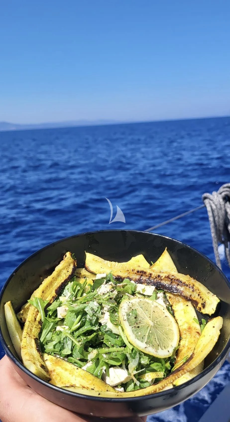 a plate of food aboard LUCE GUIDA Yacht for Sale