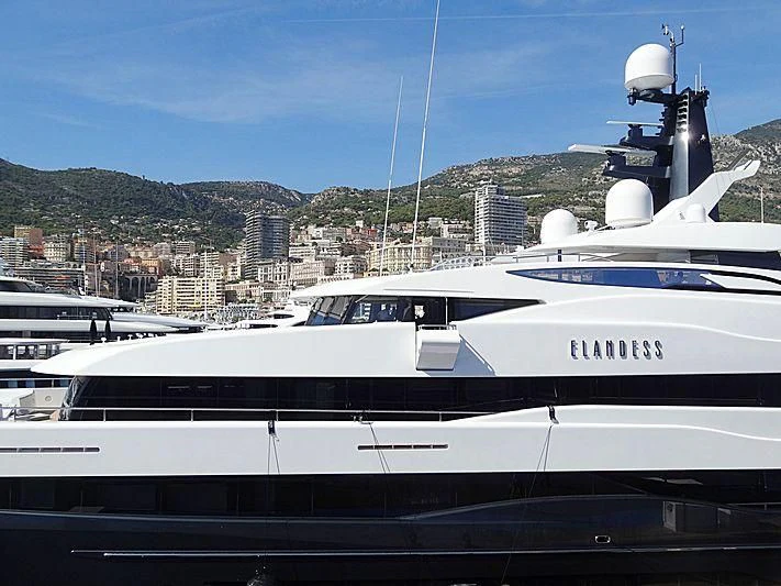 a yacht docked at a pier aboard M'BRACE Yacht for Sale