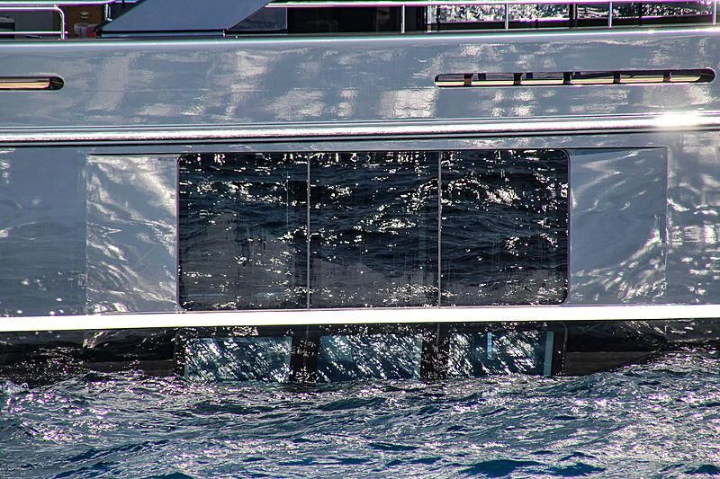 a train with a large window aboard M'BRACE Yacht for Sale