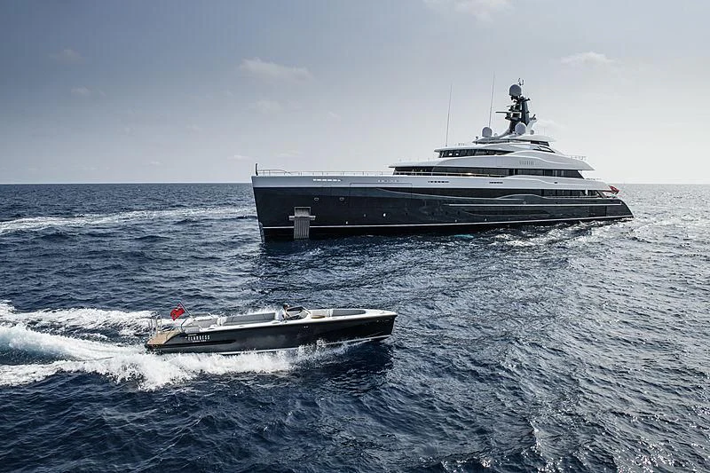 a boat in the water aboard M'BRACE Yacht for Sale