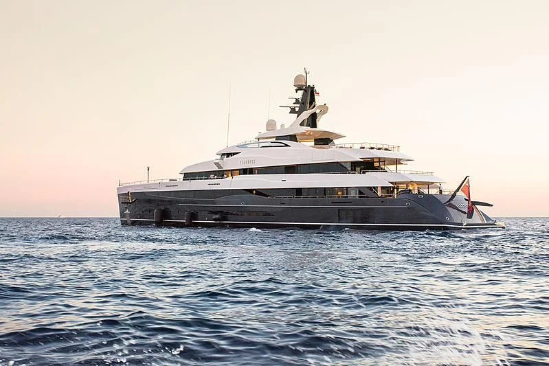 a large boat in the water aboard M'BRACE Yacht for Sale