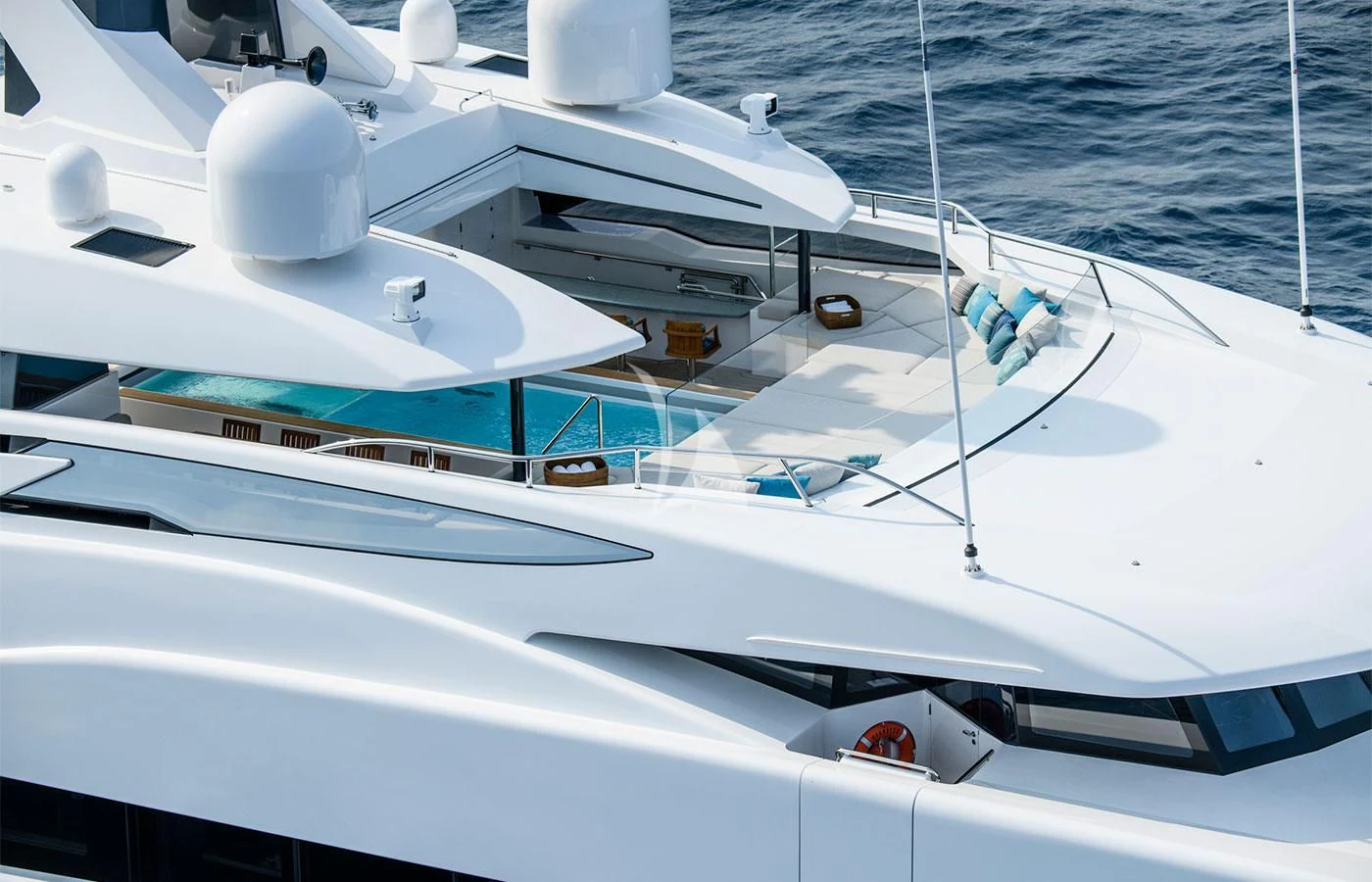 a white boat on the water aboard M'BRACE Yacht for Sale