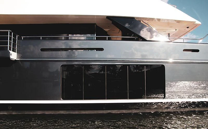 a train with a broken window aboard M'BRACE Yacht for Sale