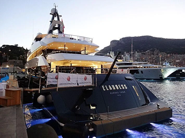 a boat docked at a pier aboard M'BRACE Yacht for Sale