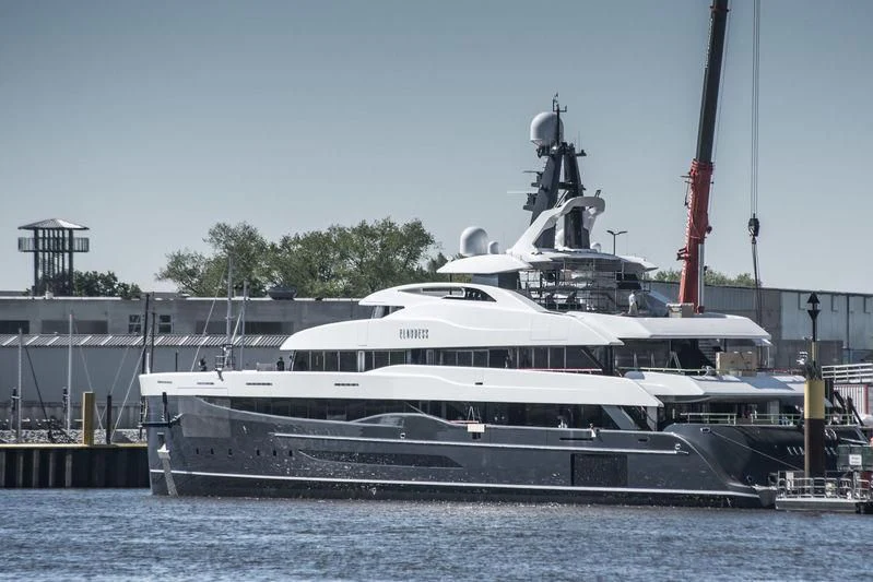 a large white yacht aboard M'BRACE Yacht for Sale