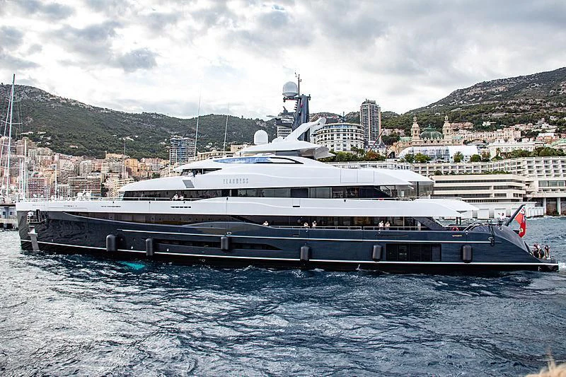 a large white boat in the water aboard M'BRACE Yacht for Sale