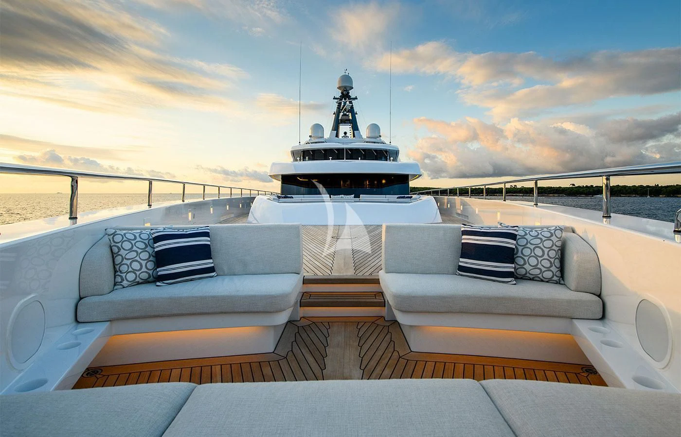 a boat on a deck aboard M'BRACE Yacht for Sale