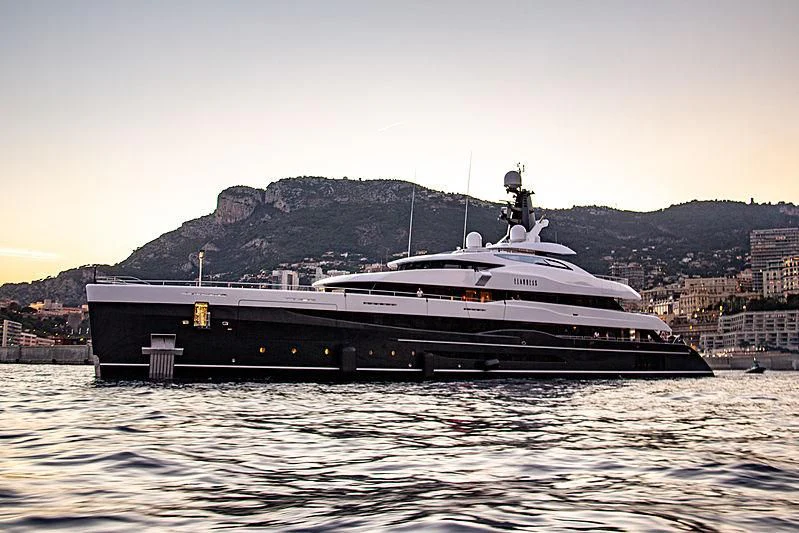 a large boat in the water aboard M'BRACE Yacht for Sale