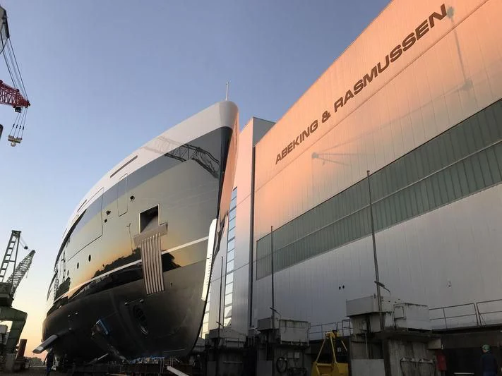 a large white boat aboard M'BRACE Yacht for Sale