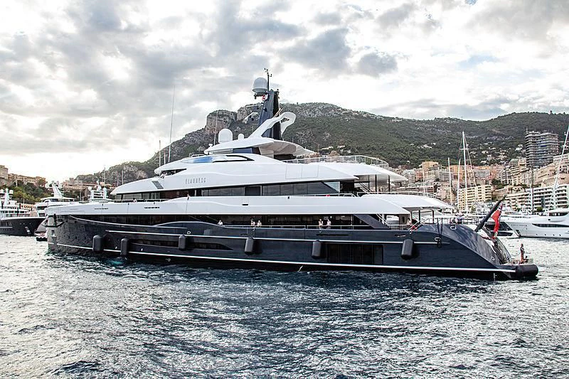 a large boat in the water aboard M'BRACE Yacht for Sale