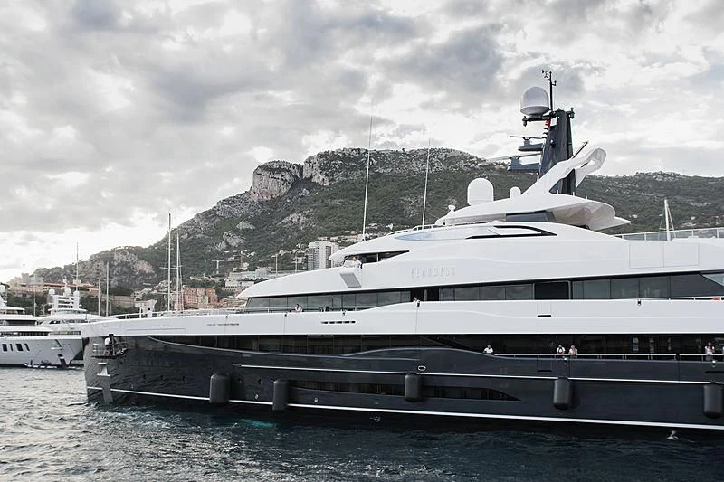 a large boat in the water aboard M'BRACE Yacht for Sale