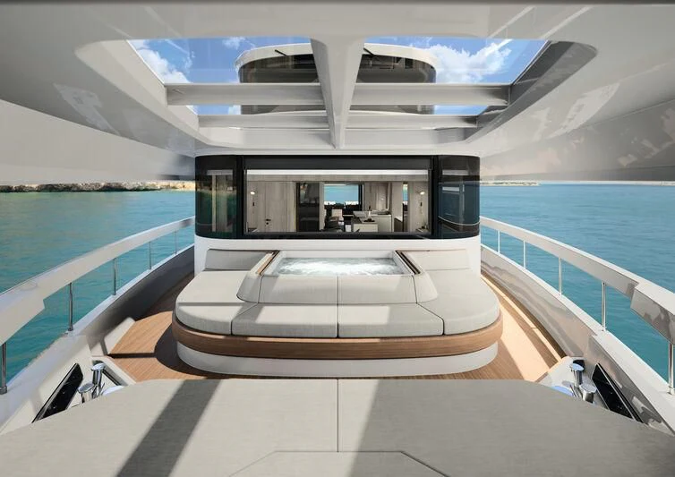 a room with a pool and a deck aboard INFYNITO 90/01 Yacht for Sale