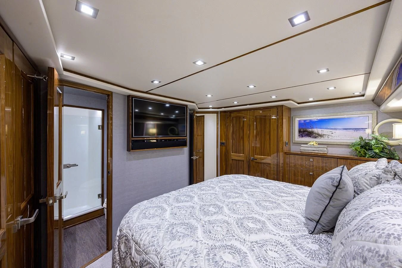 a bed in a room aboard QUICK RAISE Yacht for Sale
