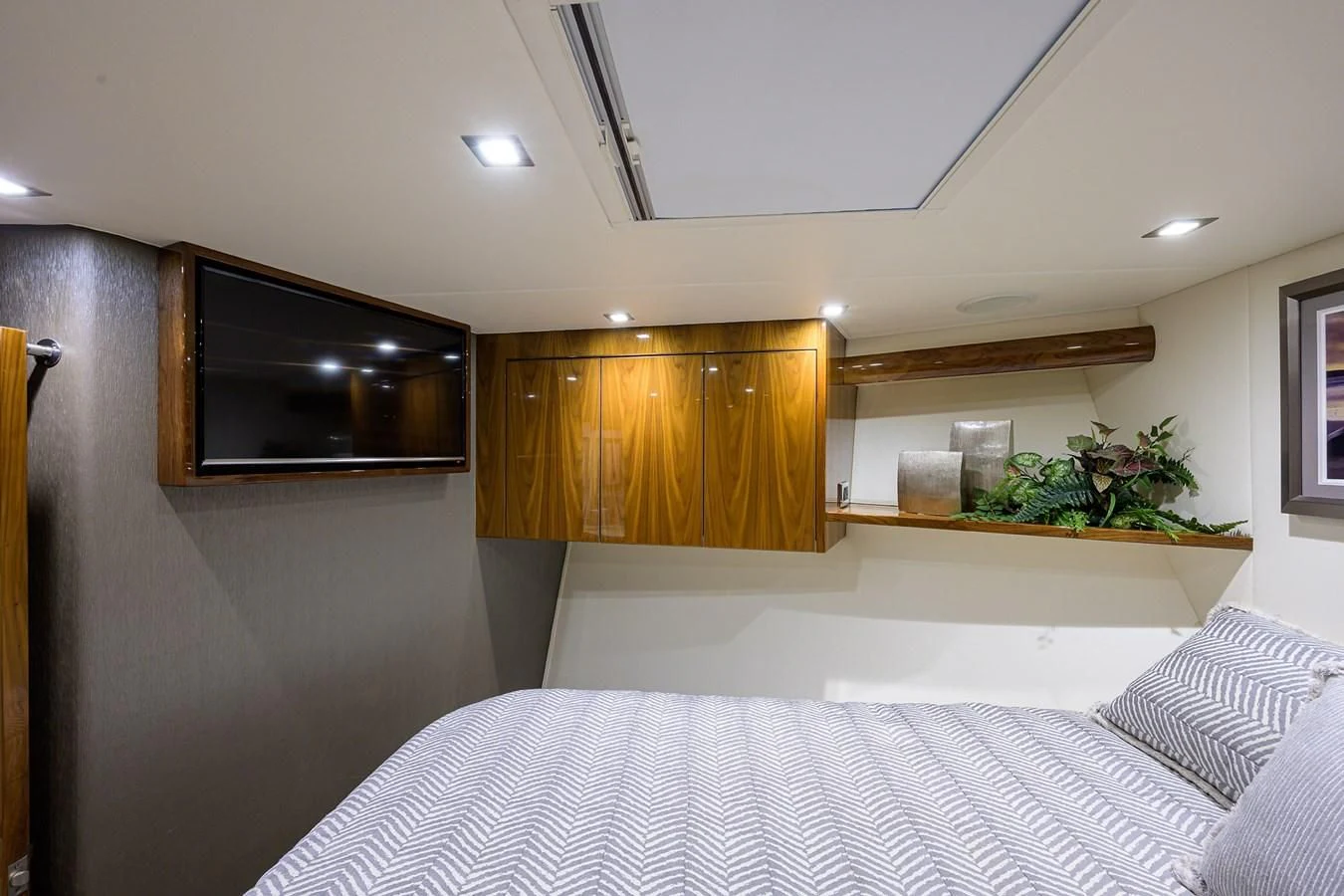 a bed in a room aboard QUICK RAISE Yacht for Sale